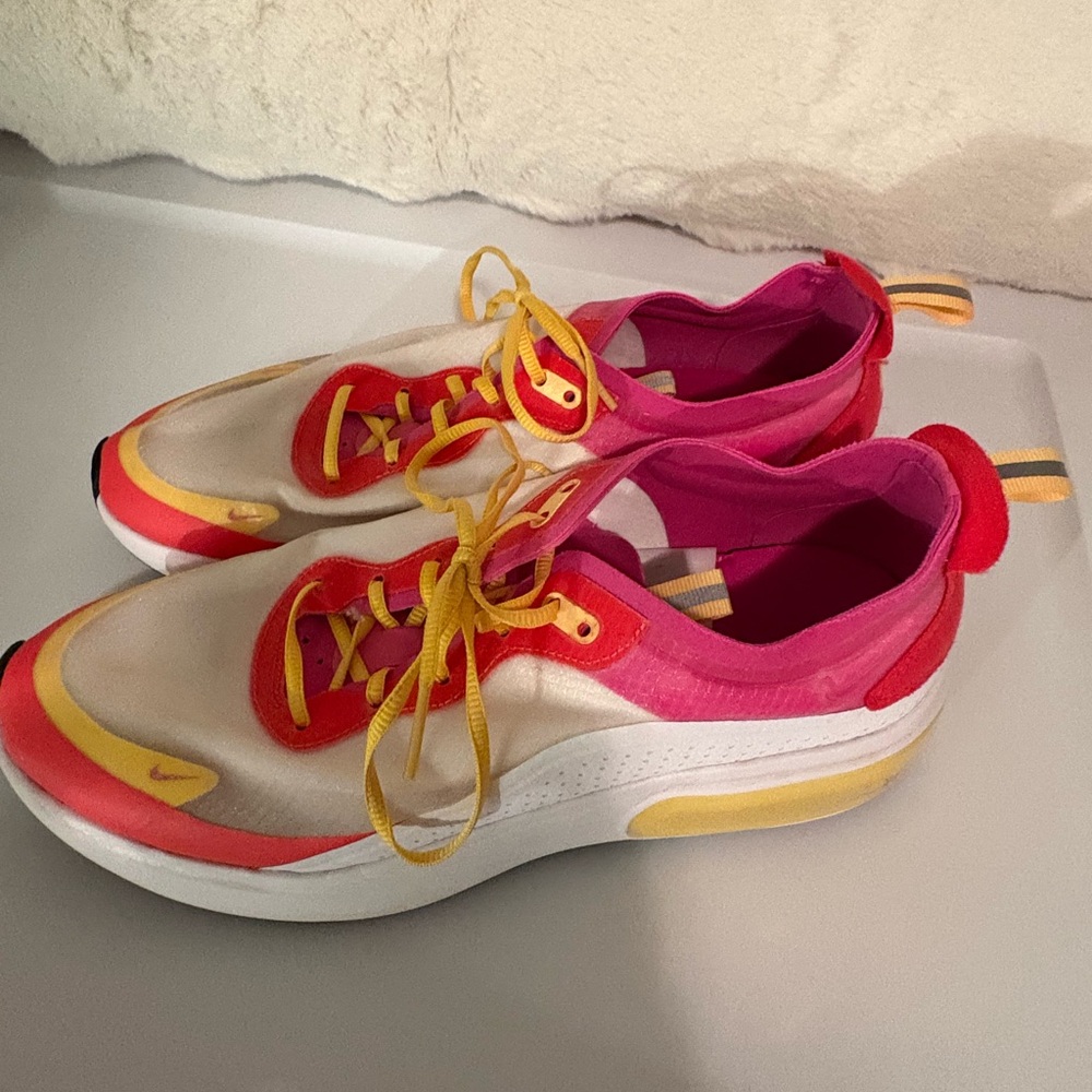 Nike women’s sneakers size 10 pink white red yellow
